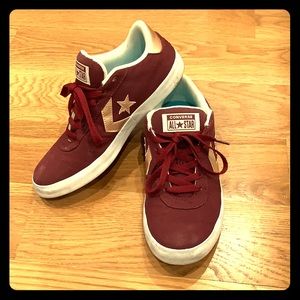 Dark Red & Gold Converse Sneakers